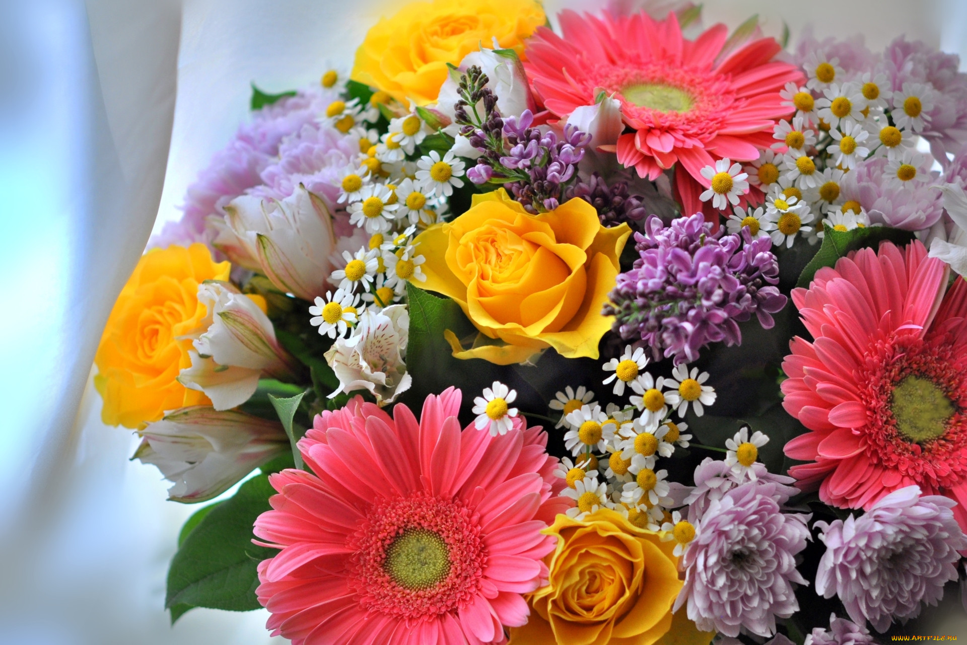 Какая красивая цветочками. Герберы хризантемы Мимоза. Красивый букет. Красивый букет разных цветов. Шикарный букет цветов.